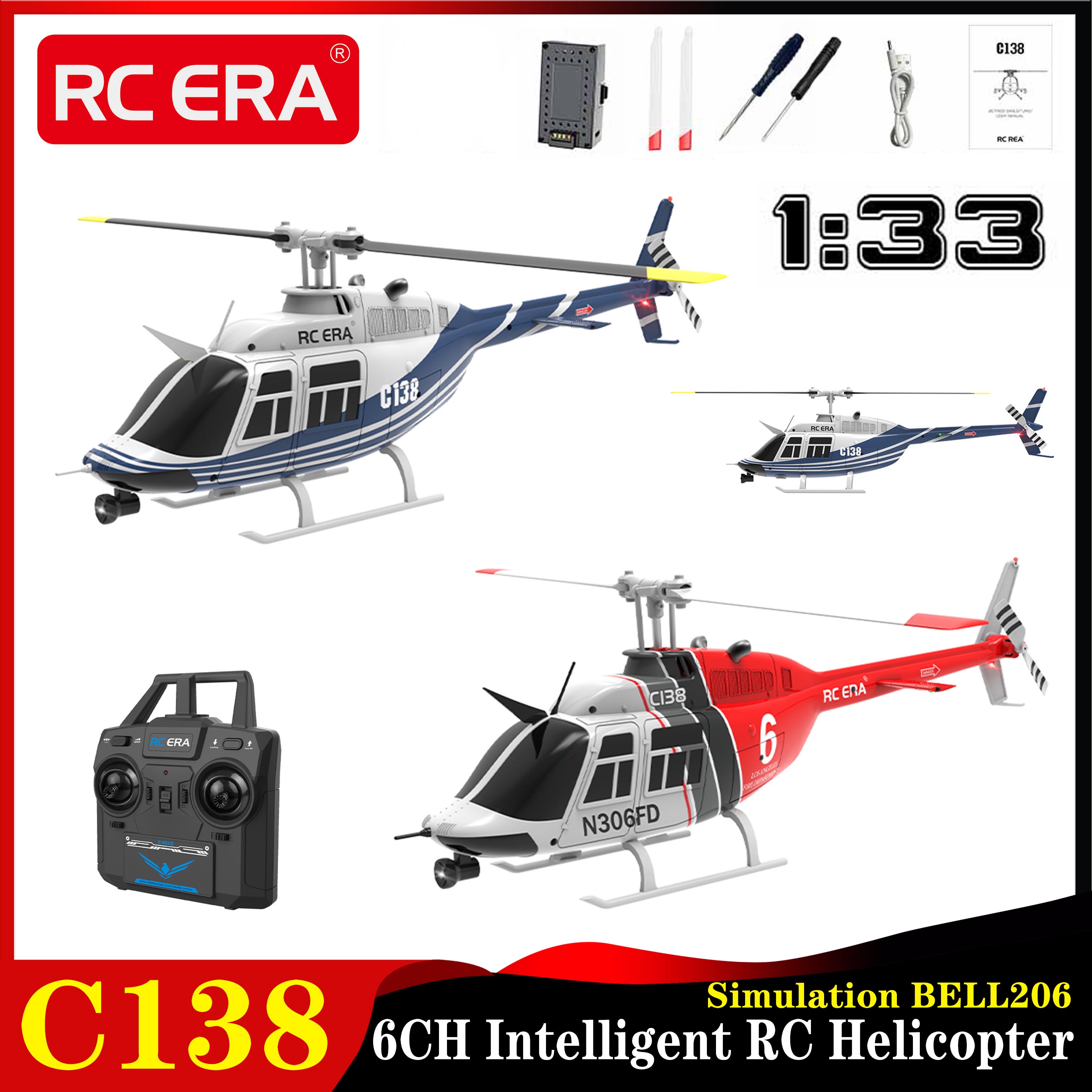 RC ERA C138 1:33 Bell 206 RC H - Rc Helicopter Gyro ulasan dan harga